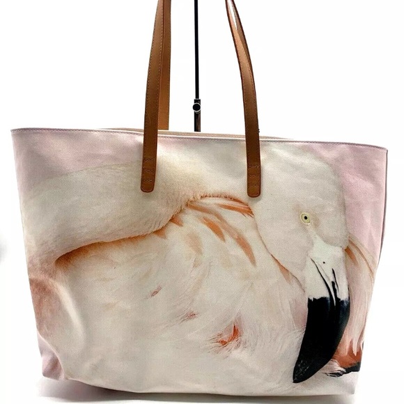 Mansur Gavriel Flamingo Photo Print Cotton Beach Tote - Picture 2 of 5